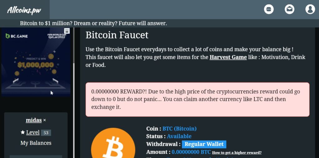 allcoins bitcoin faucet