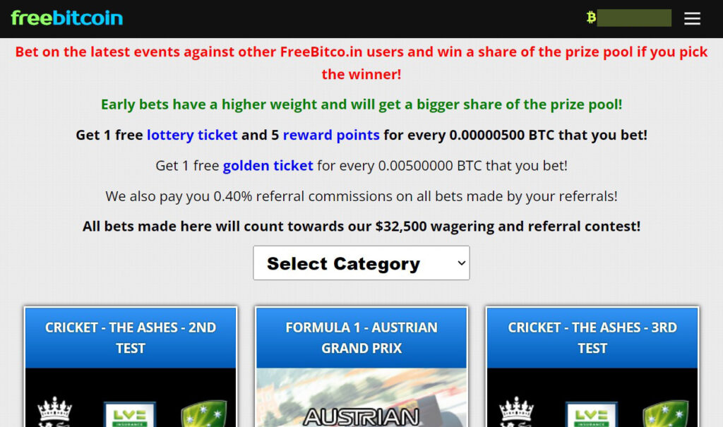 betting page on freebitco.in
