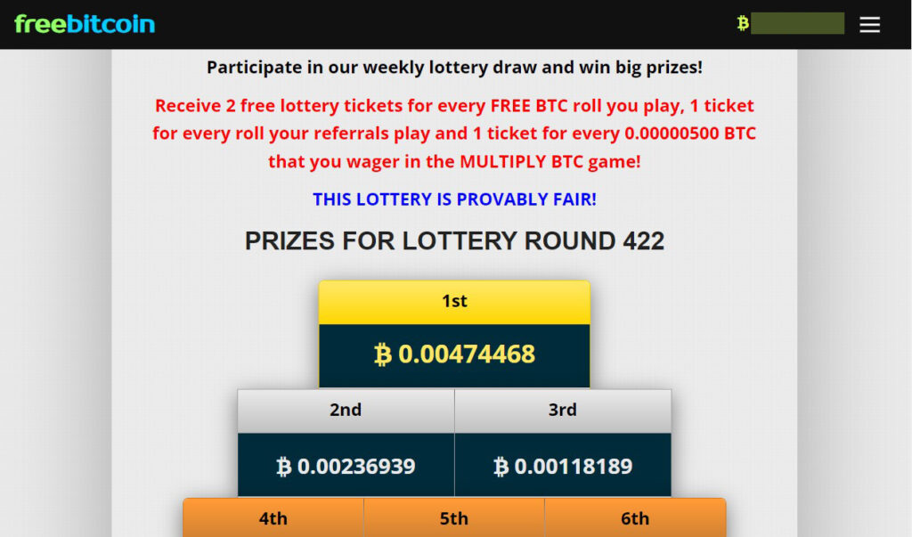 weekly lottery on freebitco.in