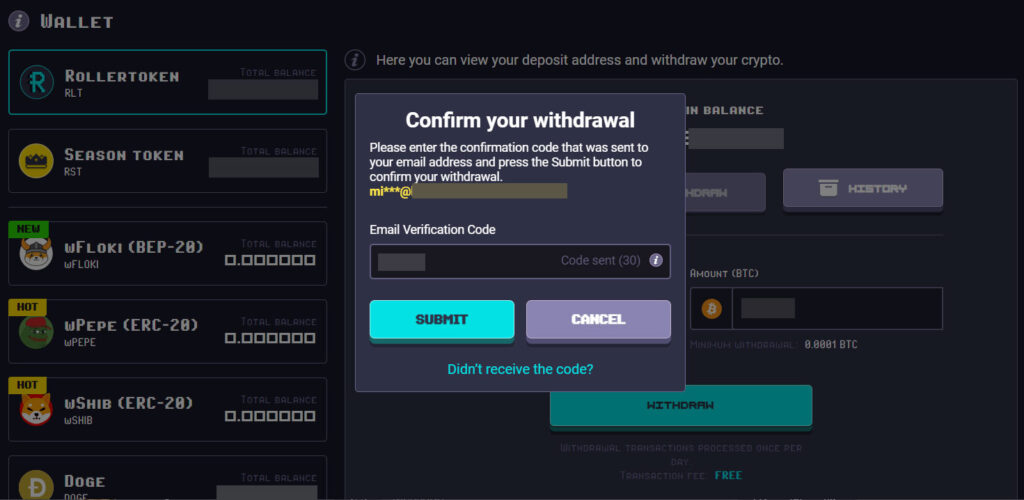 confirm your withdrawal rollercoin