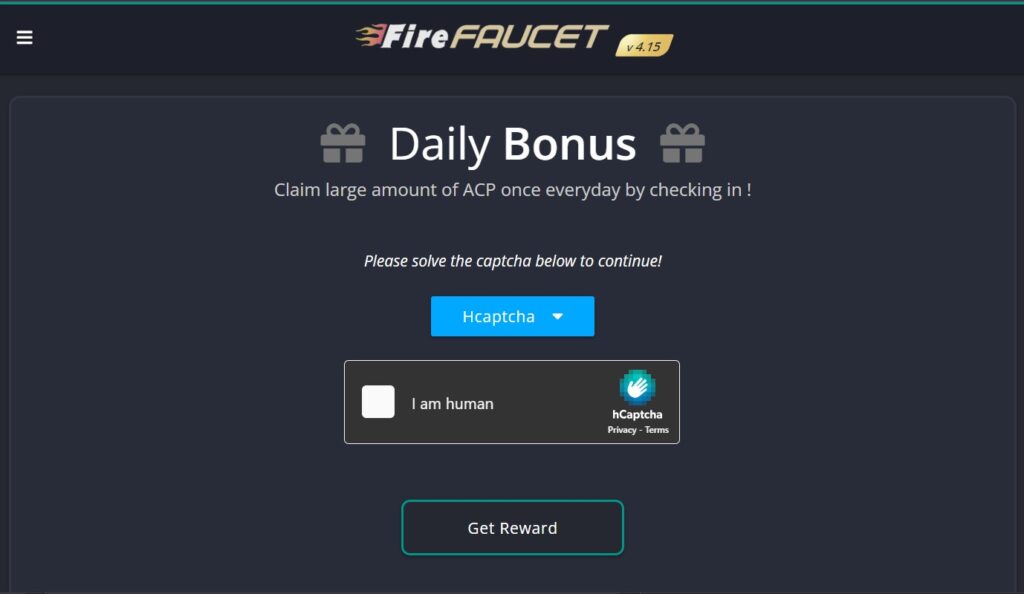 daily bonus page on firefaucet.win