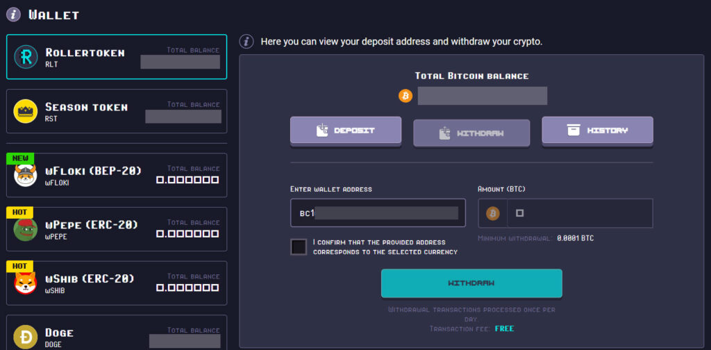 enter your bitcoin wallet address