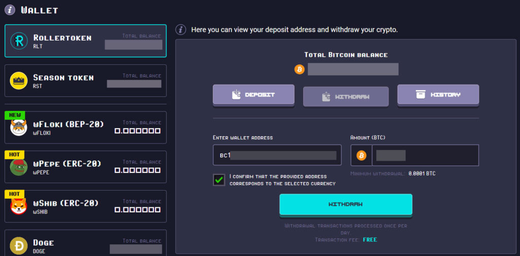 fill out the btc amount for your withdrawal