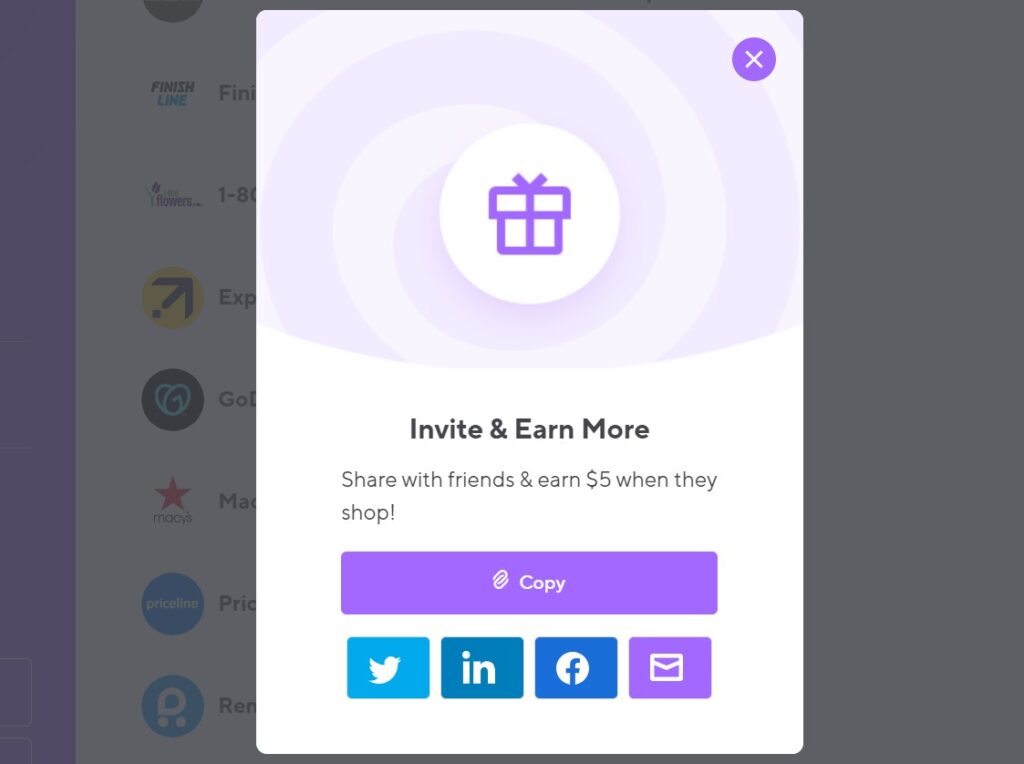 lolli invite and earn more pop-up