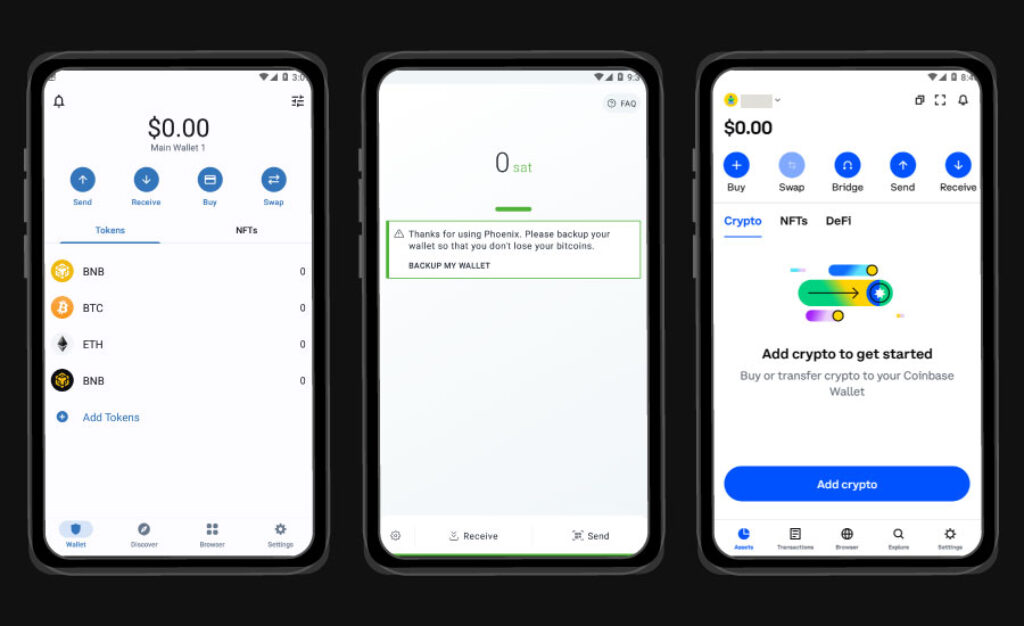 mobile software wallet apps trust wallet phoenix coinbase wallet