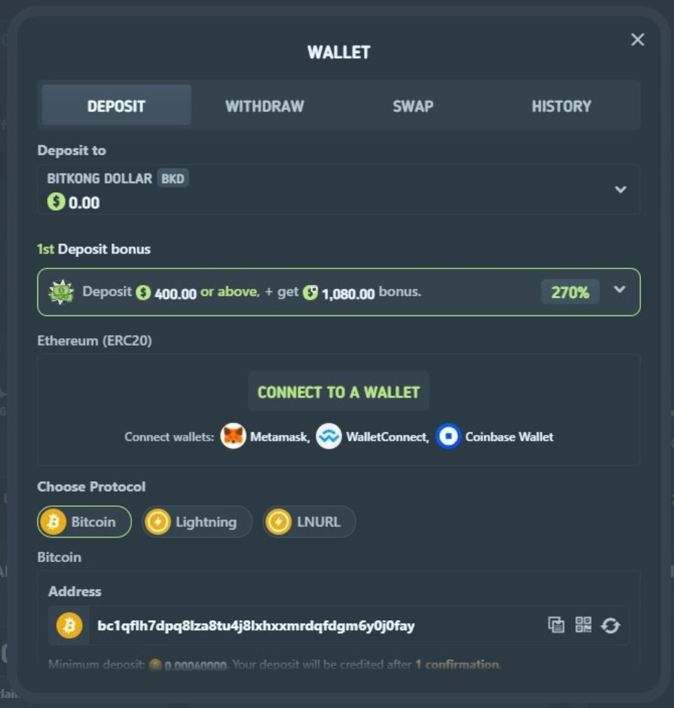 bitkong in-game wallet