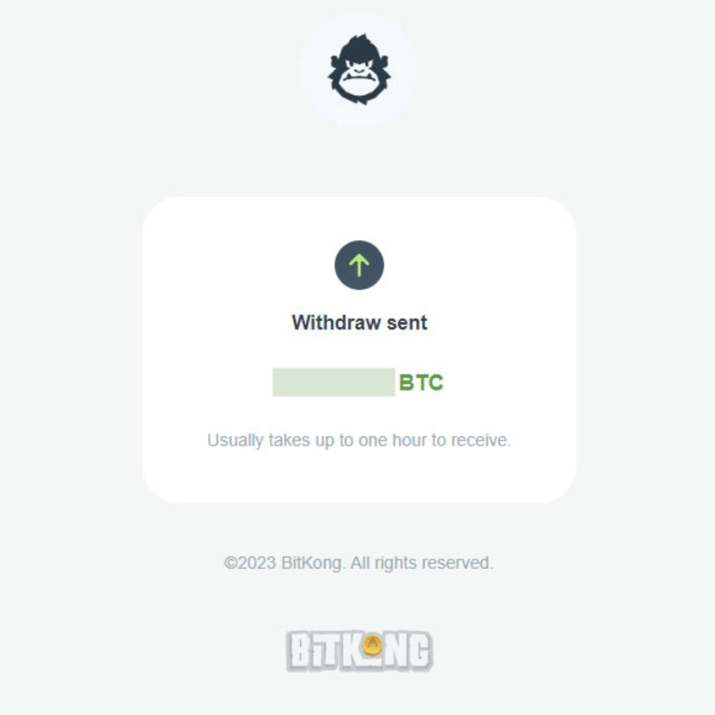 email proof of withdrawal from bitkong