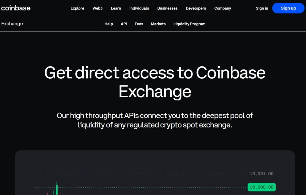 coinase exchange landing page
