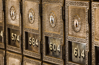 illustration of custody of crypto assets with safe deposit boxes in a bank