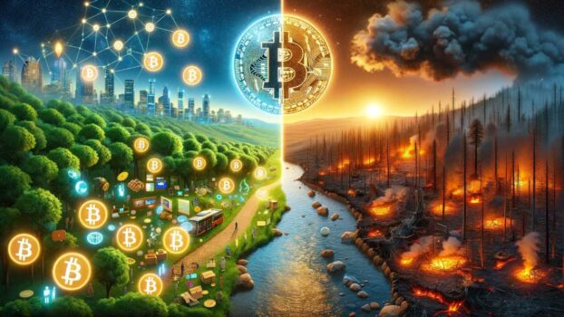 illustration of the debate is bitcoin bad for the environment