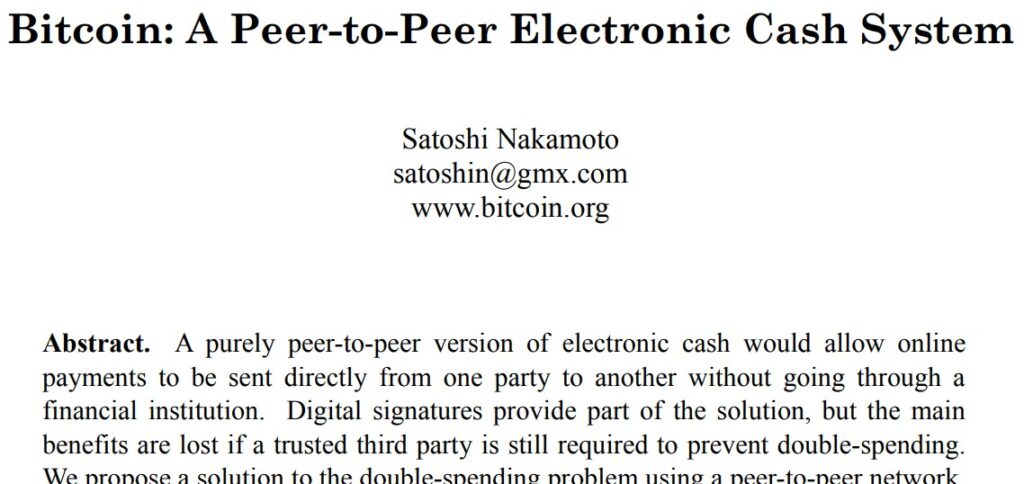 extract of bitcoin whitepaper mentioning p2p cash